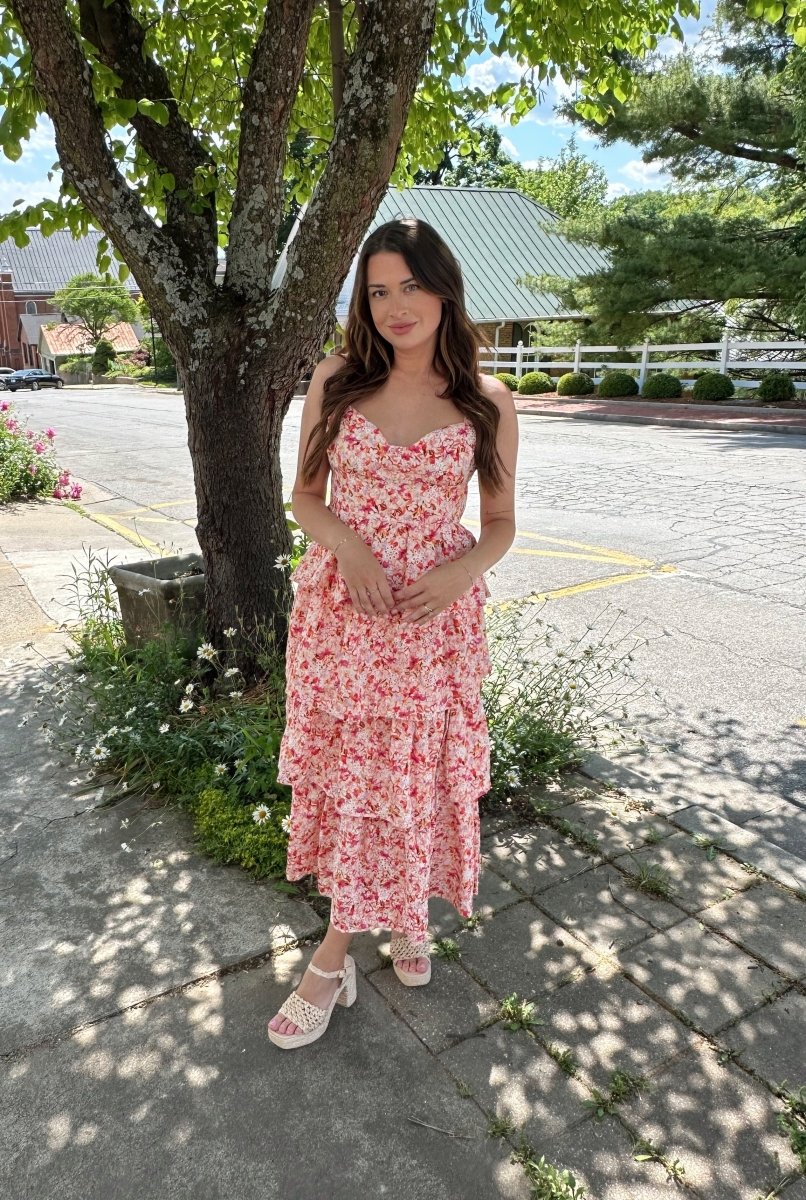 Isla Pink Floral Tiered Maxi Dress - Gwenna The Label