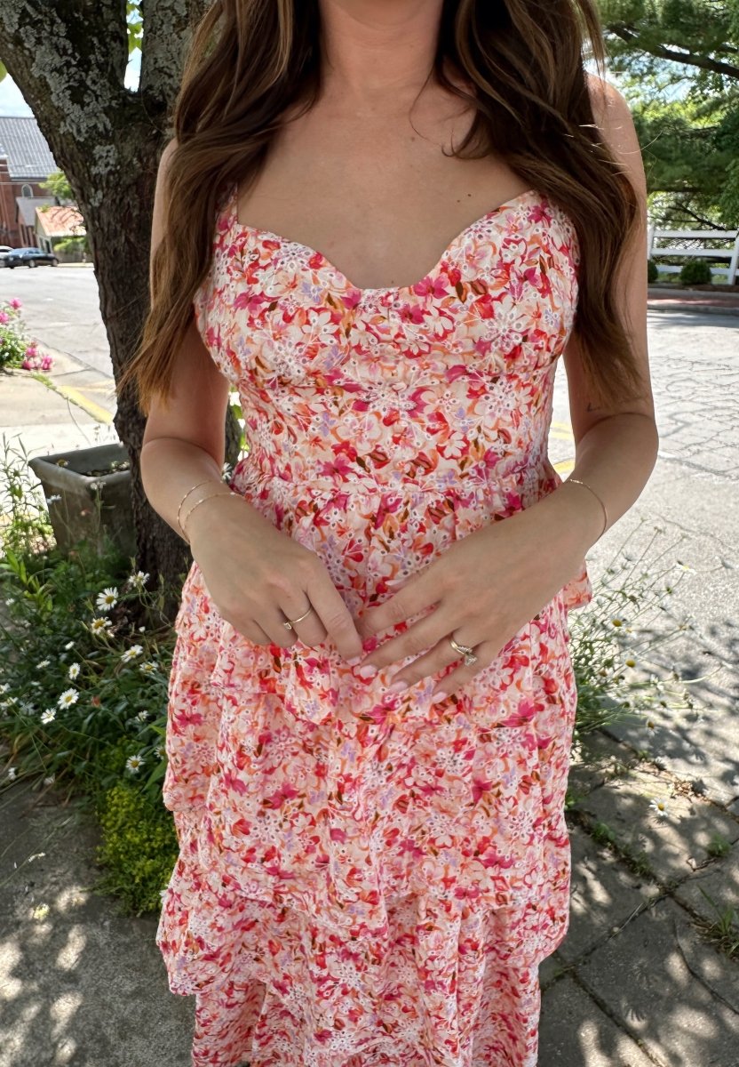 Isla Pink Floral Tiered Maxi Dress - Gwenna The Label
