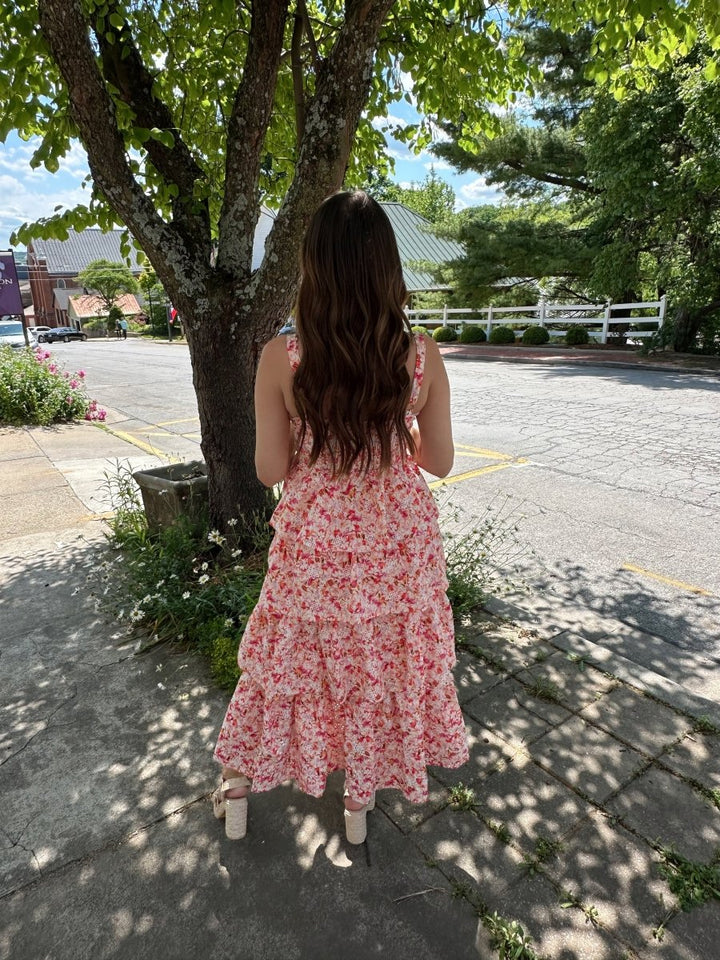 Isla Pink Floral Tiered Maxi Dress - Gwenna The Label
