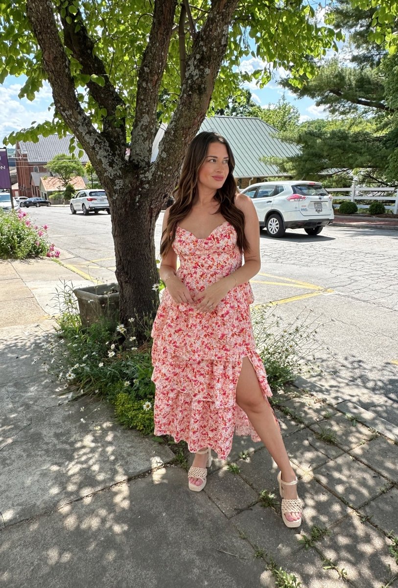 Isla Pink Floral Tiered Maxi Dress - Gwenna The Label