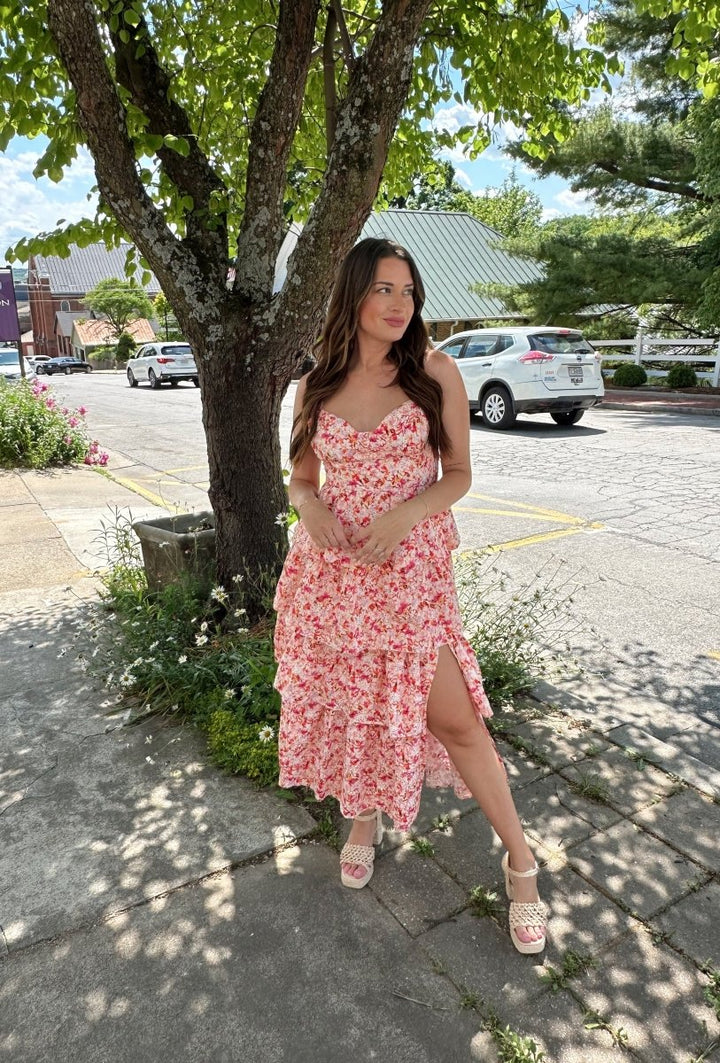 Isla Pink Floral Tiered Maxi Dress - Gwenna The Label