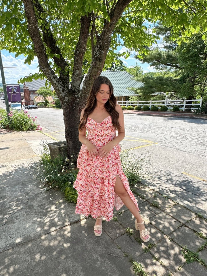 Isla Pink Floral Tiered Maxi Dress - Gwenna The Label