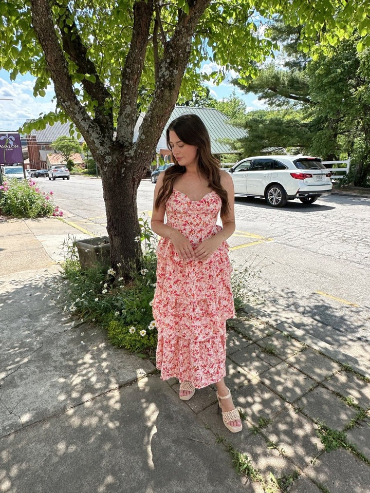 Isla Pink Floral Tiered Maxi Dress - Gwenna The Label