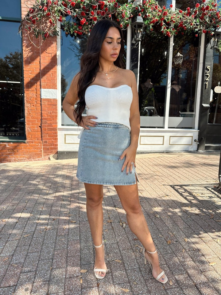 Jessa Medium Wash Denim Mini Skirt - Gwenna The Label