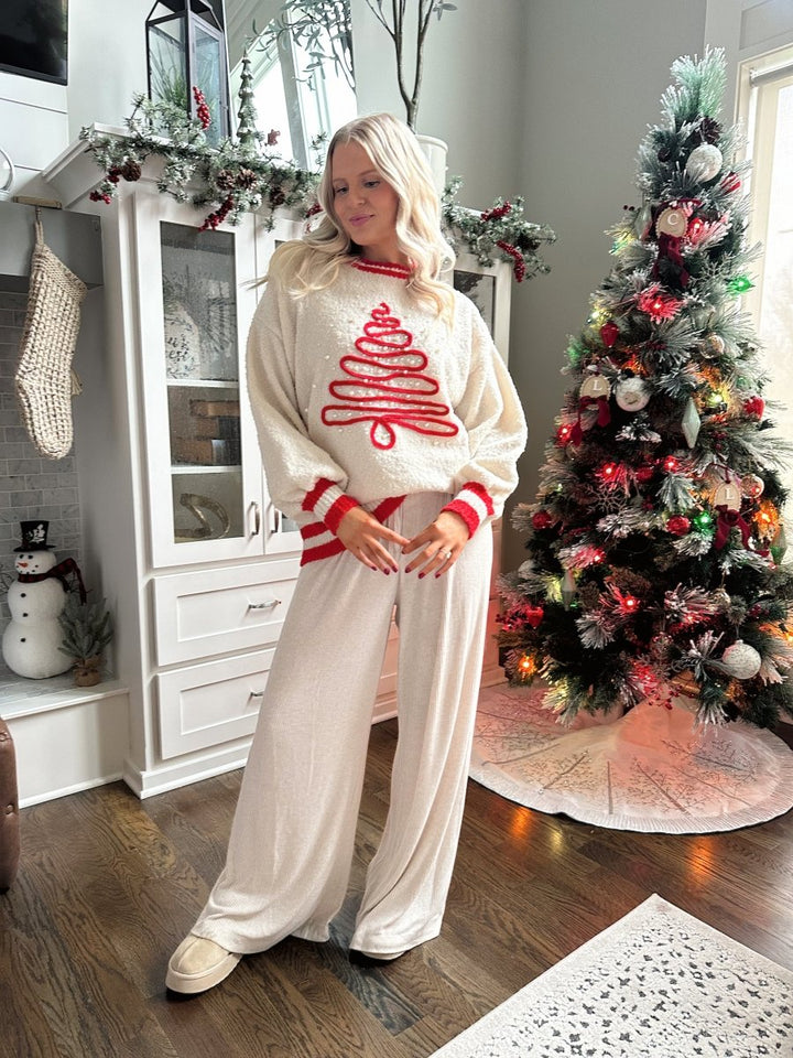 Jolly Pines Cream And Red Pullover - Gwenna The Label