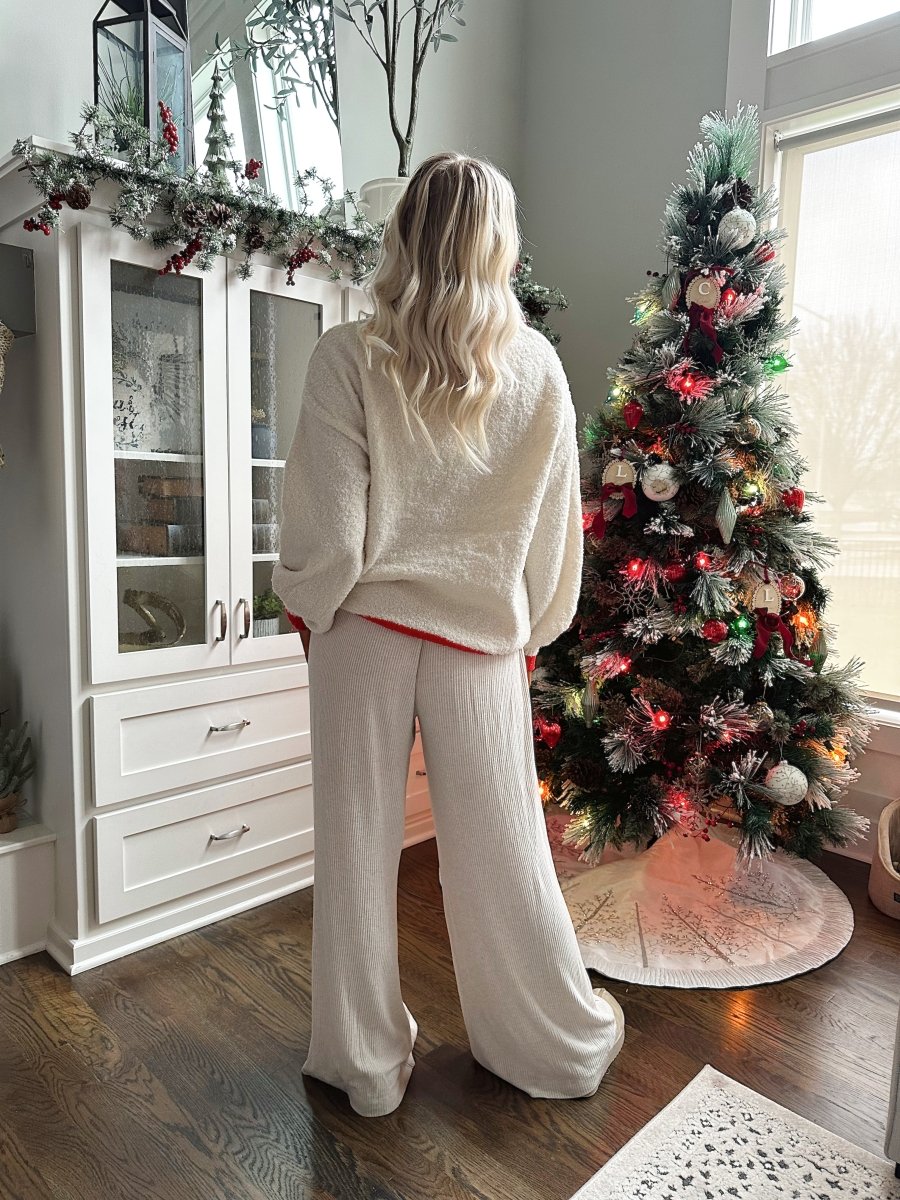 Jolly Pines Cream And Red Pullover - Gwenna The Label