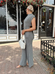 Jovie Grey Cable Knit Sweater Two - Piece Pant Set - Gwenna The Label