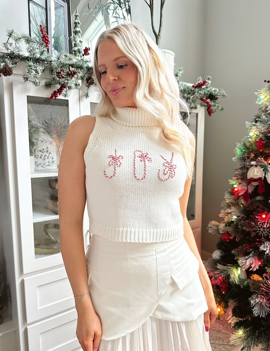 Joy White Turtle Neck Sweater Top - Gwenna The Label