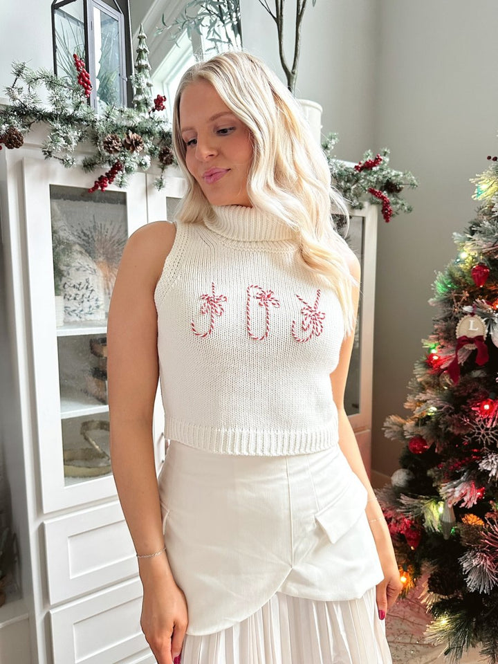 Joy White Turtle Neck Sweater Top - Gwenna The Label