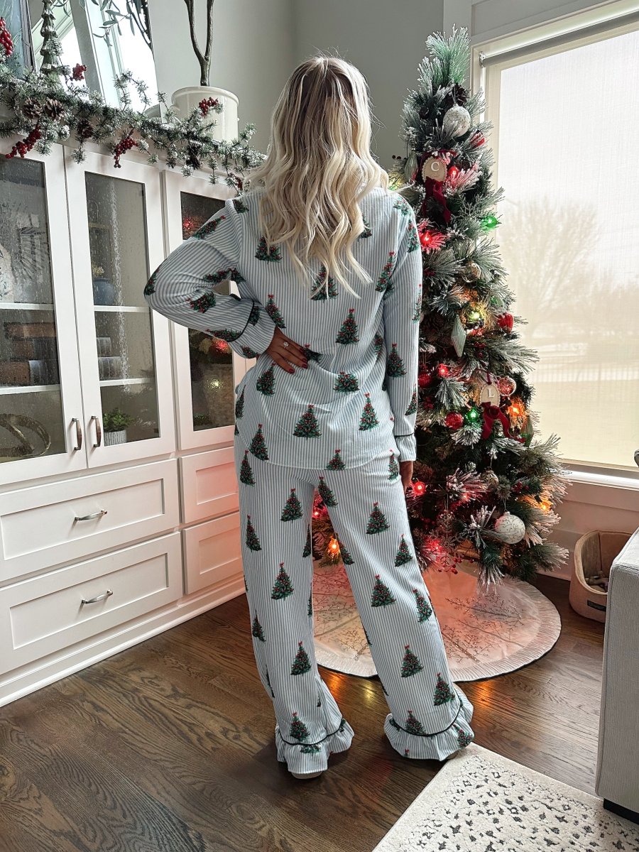Juniper Evergreen Blue Flannel Pajama Set - Gwenna The Label