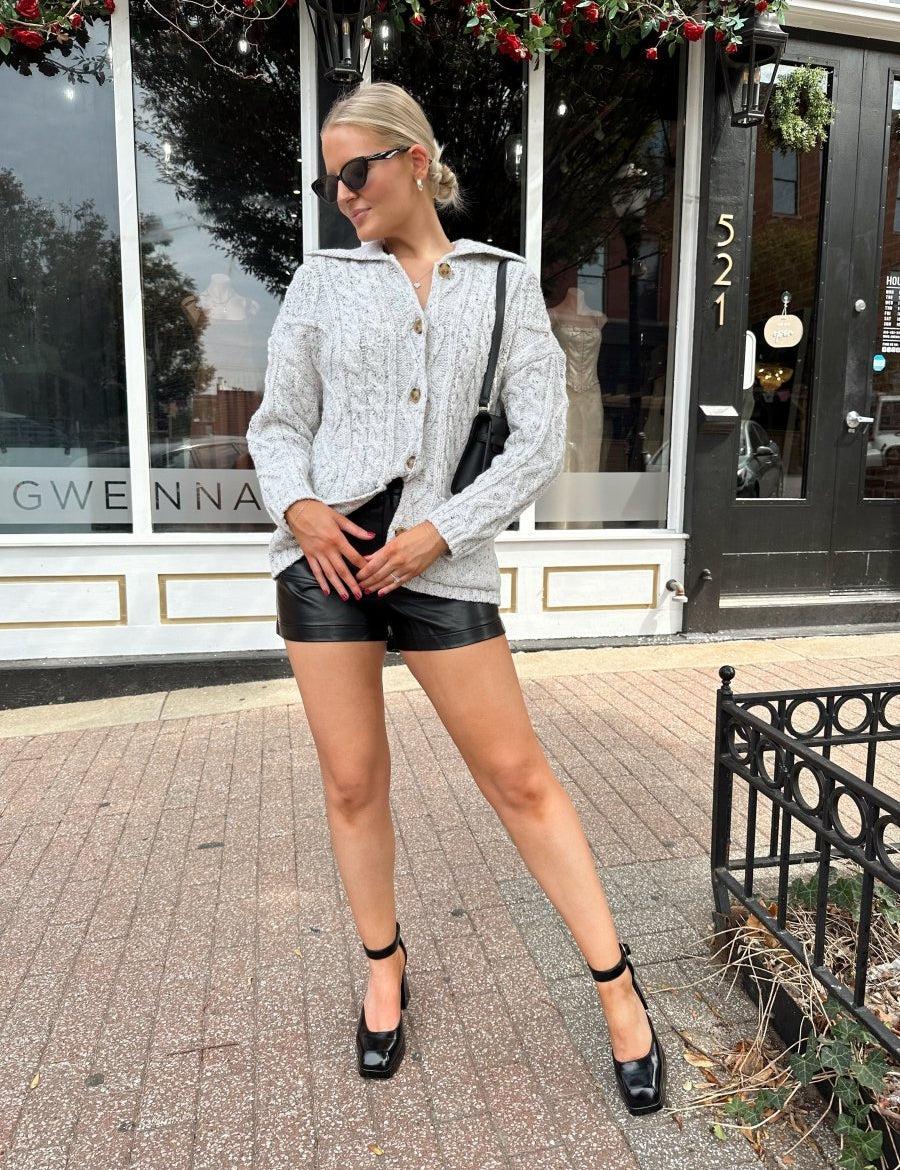 Keely Grey Knit Chunky Cardigan - Gwenna The Label