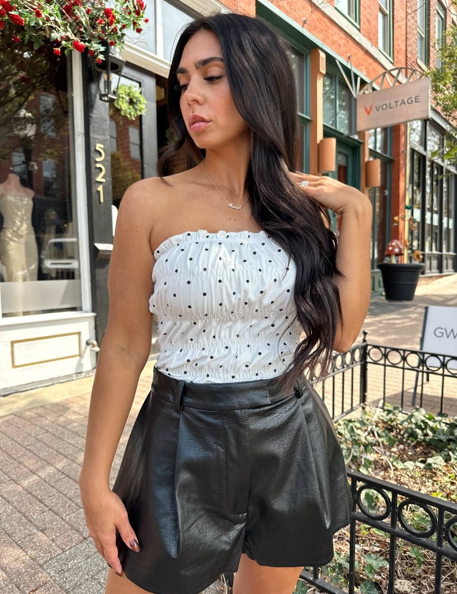 Keke White Smocked Polka Dot Tube Top - Gwenna The Label