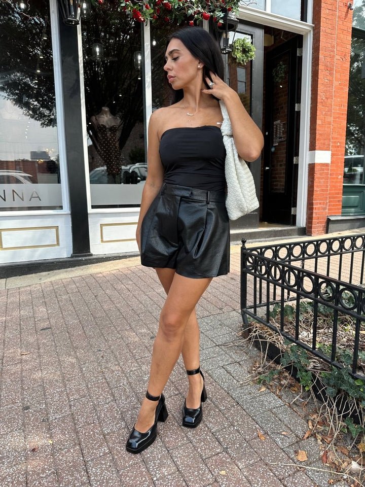 Krista Black Ruched Strapless Tube Top - Gwenna The Label