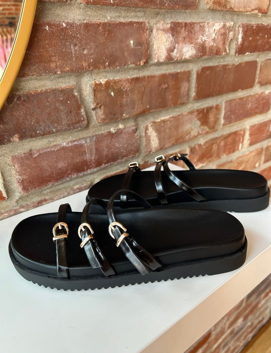 Lacy Black Sandal - Gwenna The Label