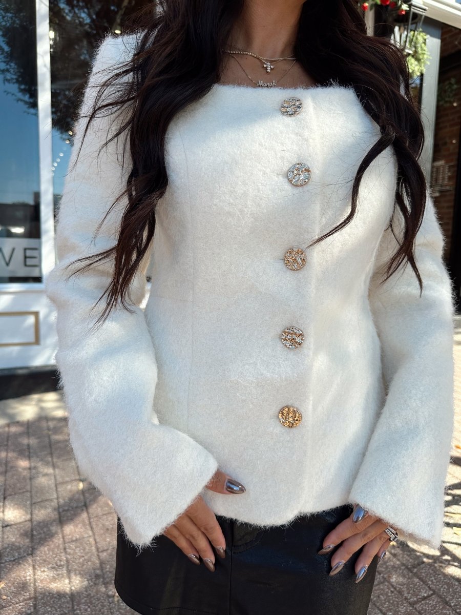 Landri Cream Jewel Button Boucle Jacket - Gwenna The Label