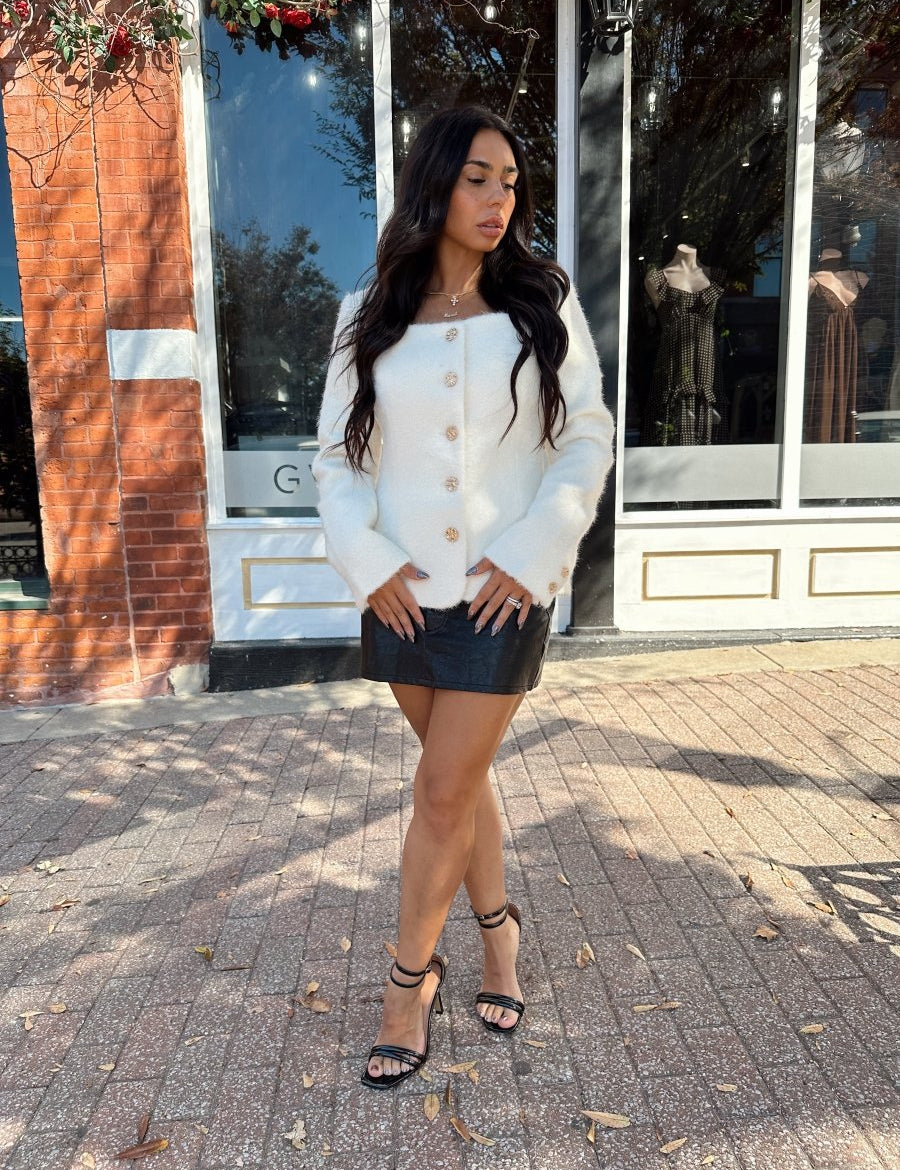 Landri Cream Jewel Button Boucle Jacket - Gwenna The Label