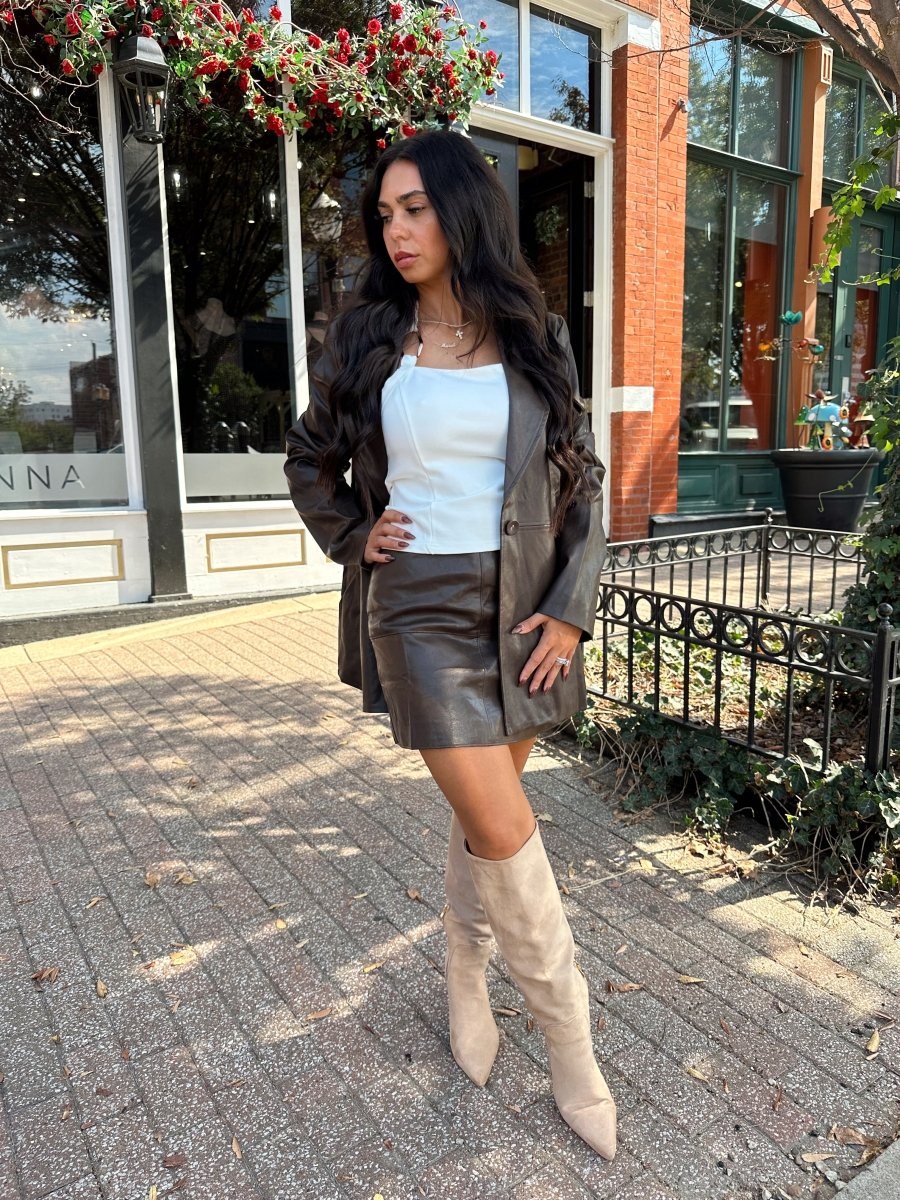 Lochlan Espresso Leather Mini Skirt - Gwenna The Label