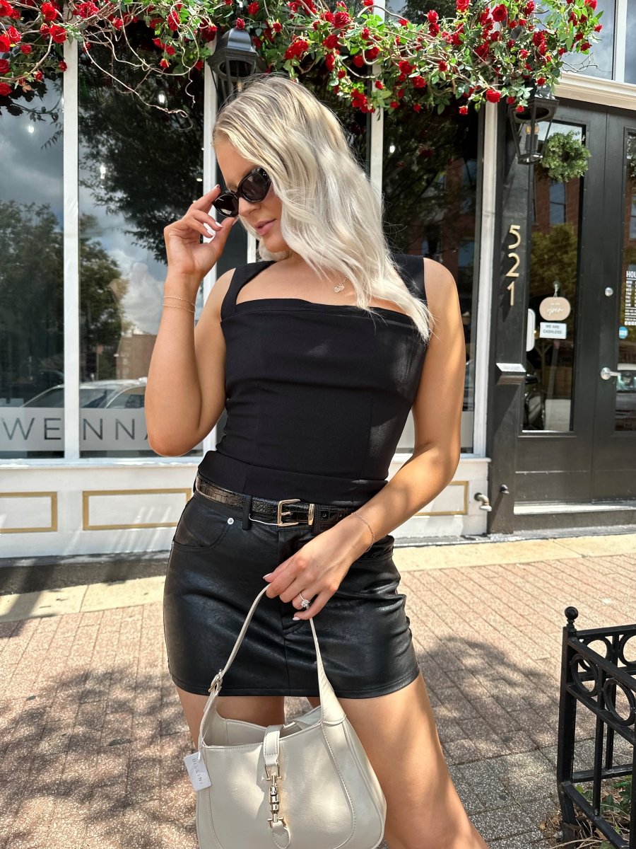 London Black Leather Mini Skirt - Gwenna The Label