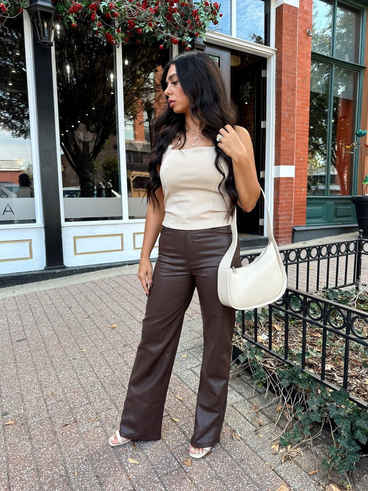 Lucca Taupe Chain Link Halter Top - Gwenna The Label
