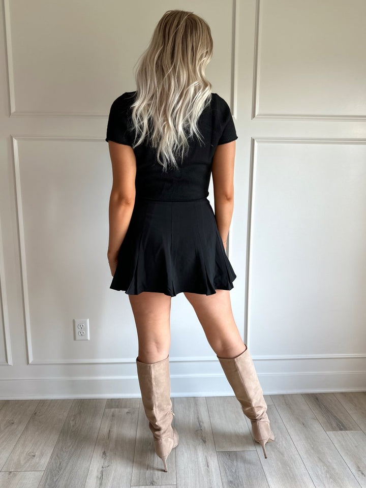 Maci Black Tailored Pleated Mini Skirt - Gwenna The Label