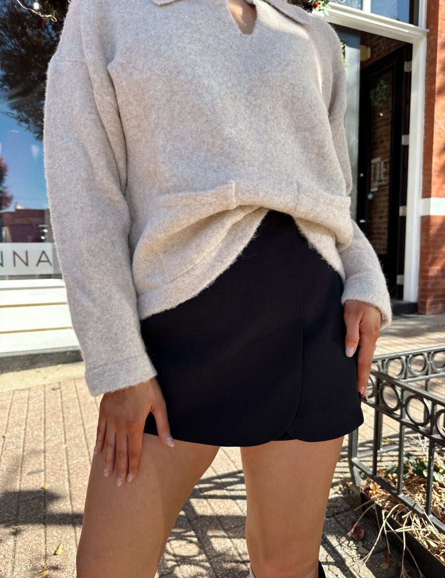 Mack Black High Waisted Mini Skort - Gwenna The Label
