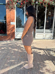 Marion Brown Plaid Two - Piece Vest and Skirt Set - Gwenna The Label