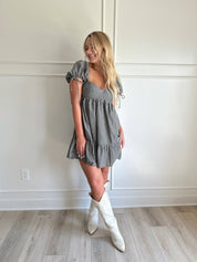 McKenna Black and White Gingham Mini Dress - Gwenna The Label