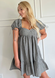 McKenna Black and White Gingham Mini Dress - Gwenna The Label