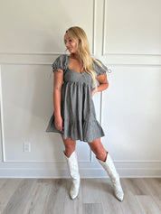 McKenna Black and White Gingham Mini Dress - Gwenna The Label