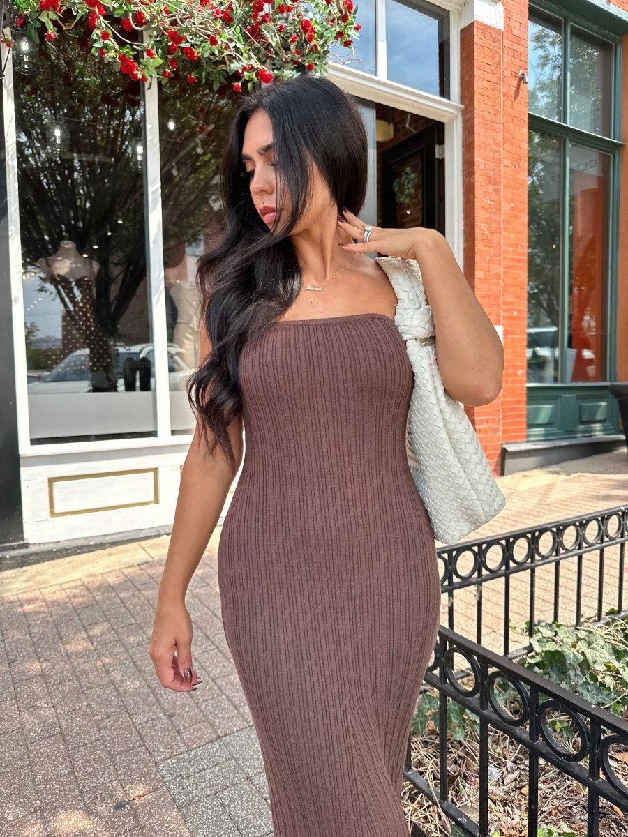 McKenna Brown Strapless Maxi Dress - Gwenna The Label