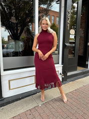 Mia Burgundy Turtle Neck Sweater Maxi Dress - Gwenna The Label