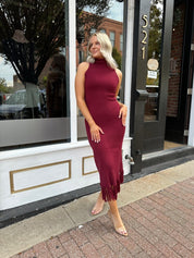 Mia Burgundy Turtle Neck Sweater Maxi Dress - Gwenna The Label