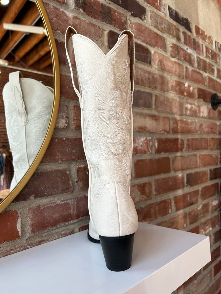 Miranda Off White Western Boot - Gwenna The Label