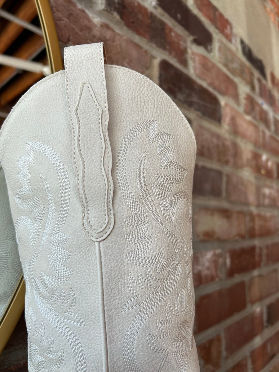 Miranda Off White Western Boot - Gwenna The Label