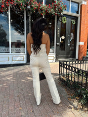 Neve Beige Suede Tube Top and Pants Set - Gwenna The Label