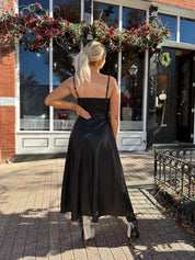 Nico Spaghetti Strap Leather Midi Dress - Gwenna The Label