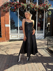 Nico Spaghetti Strap Leather Midi Dress - Gwenna The Label