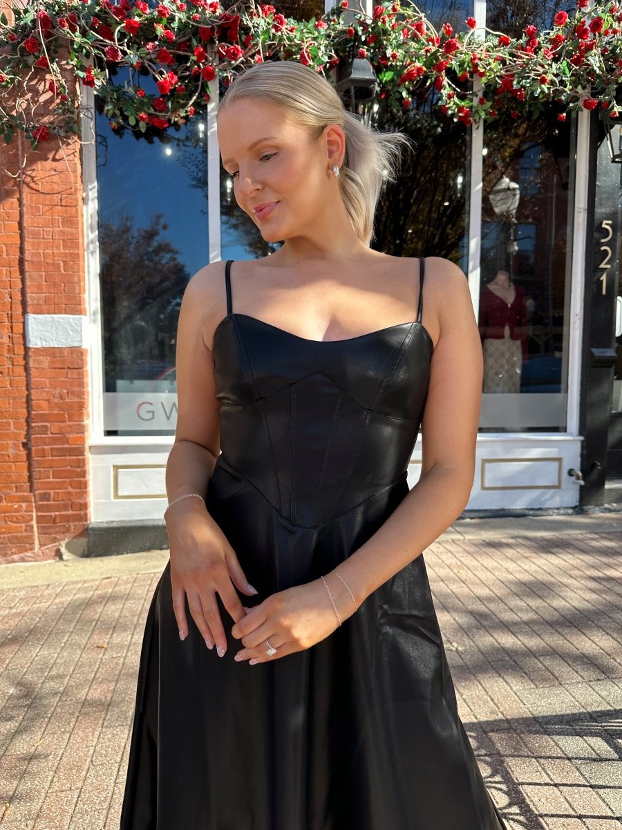 Nico Spaghetti Strap Leather Midi Dress - Gwenna The Label