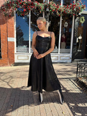 Nico Spaghetti Strap Leather Midi Dress - Gwenna The Label