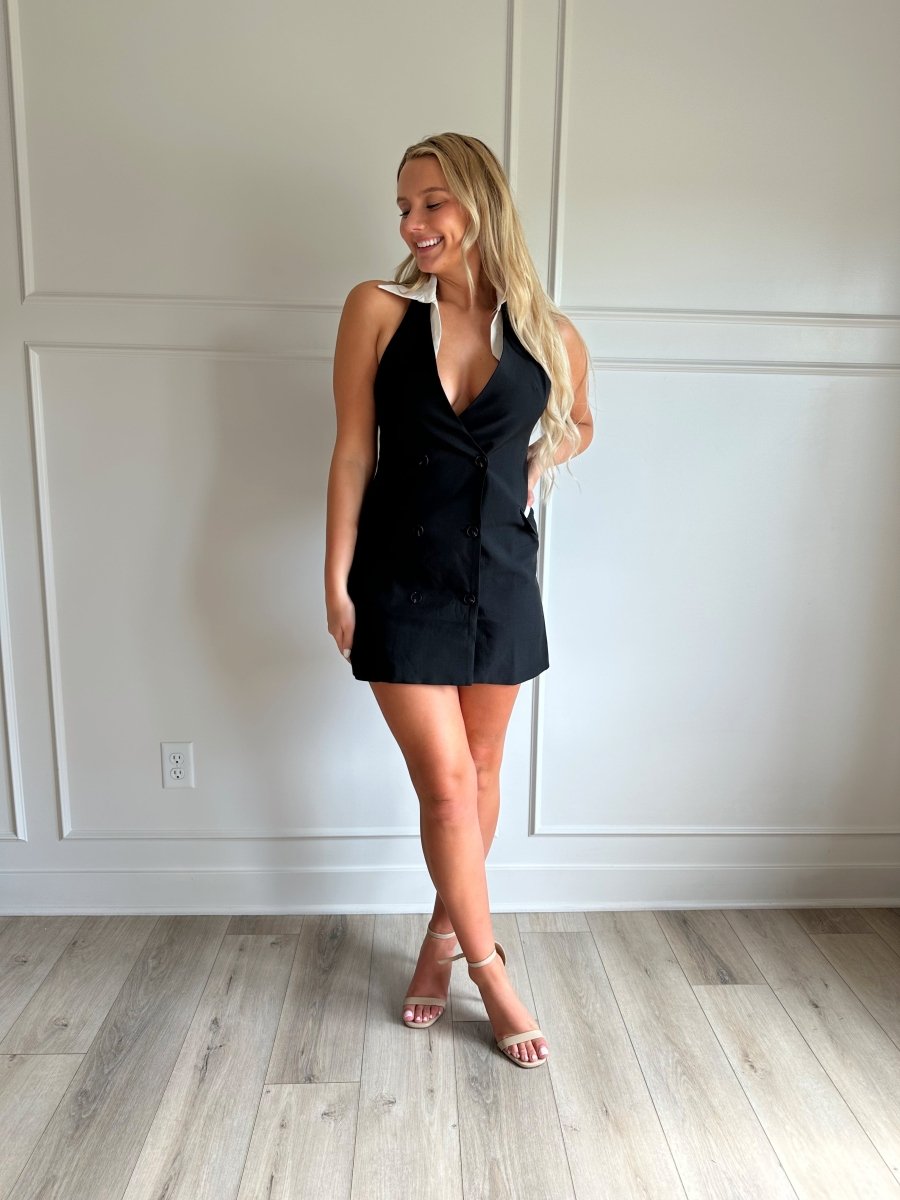 Onyx Black Halter Blazer Mini Dress Onyx Black Halter Blazer Mini Dress