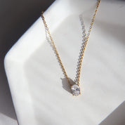 Oval Zirconia Solitaire Gold Plated Necklace.