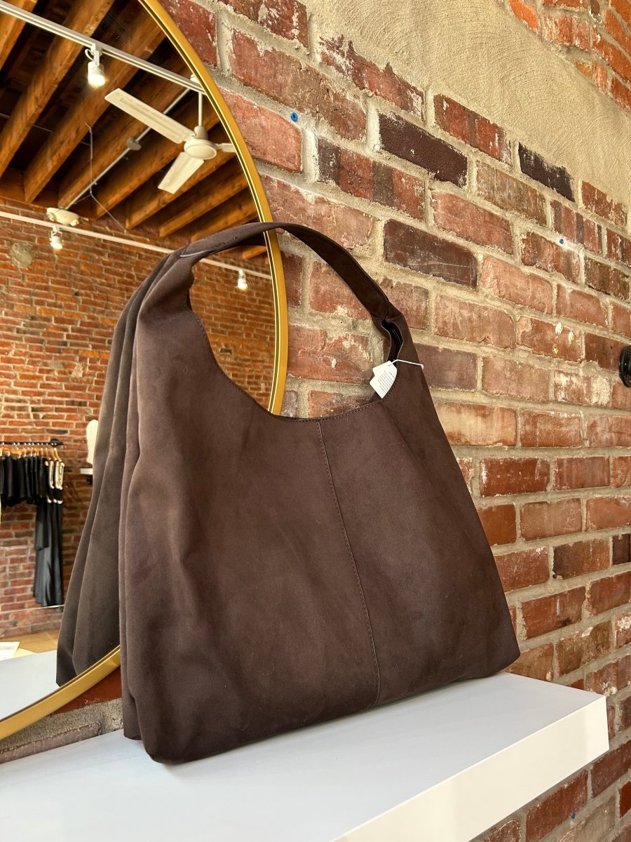 Pacey Chocolate Suede Shoulder Bag - Gwenna The Label
