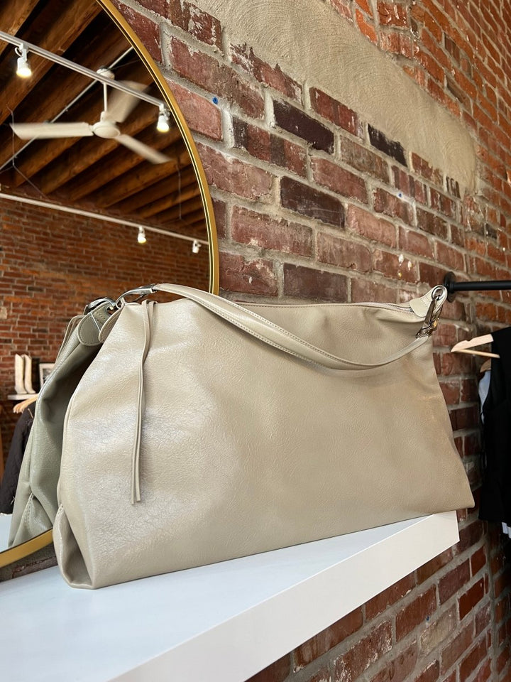 Palmer Beige Leather Shoulder Bag - Gwenna The Label
