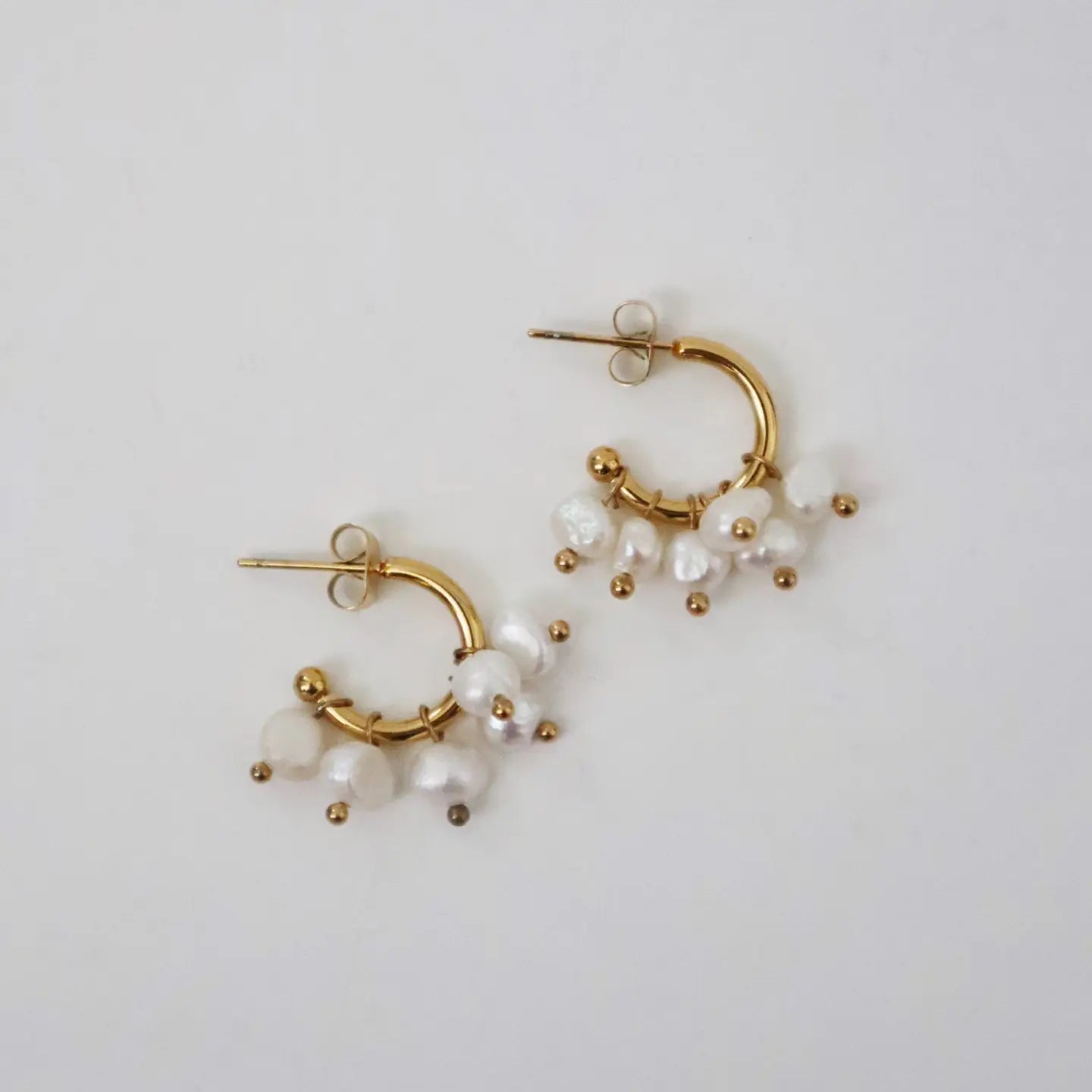 Liv Dainty Pearl Hoop Gold Plated Earring.