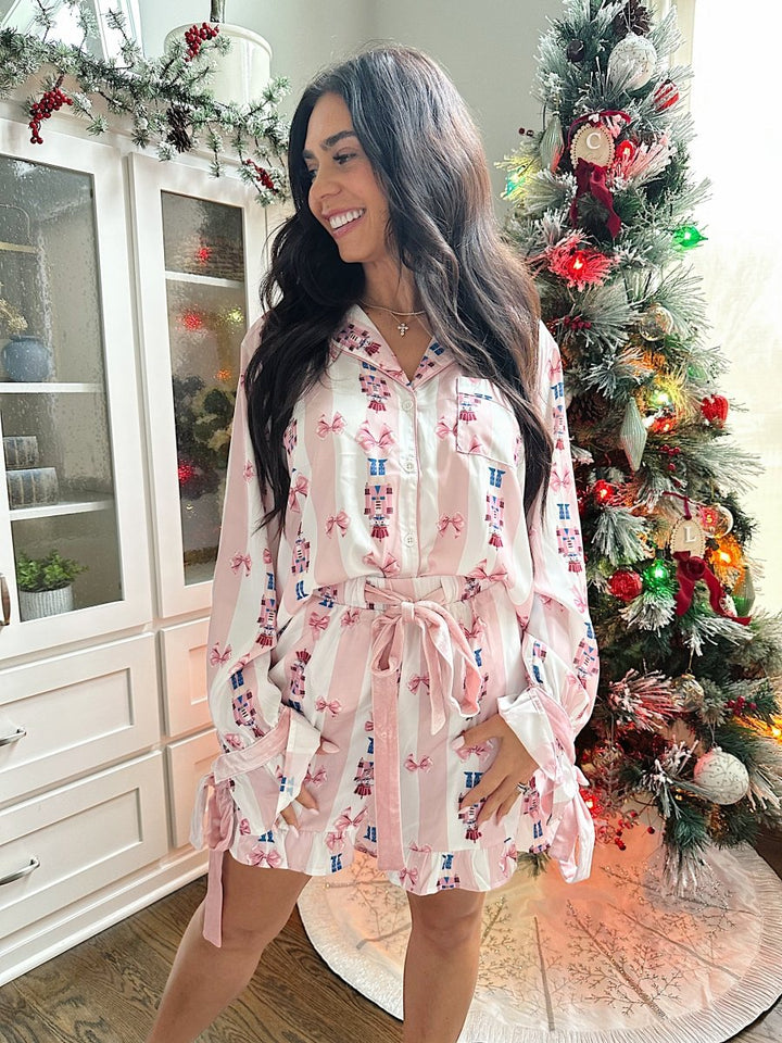 Pink and White Striped Nutcracker PJ Set - Gwenna The Label