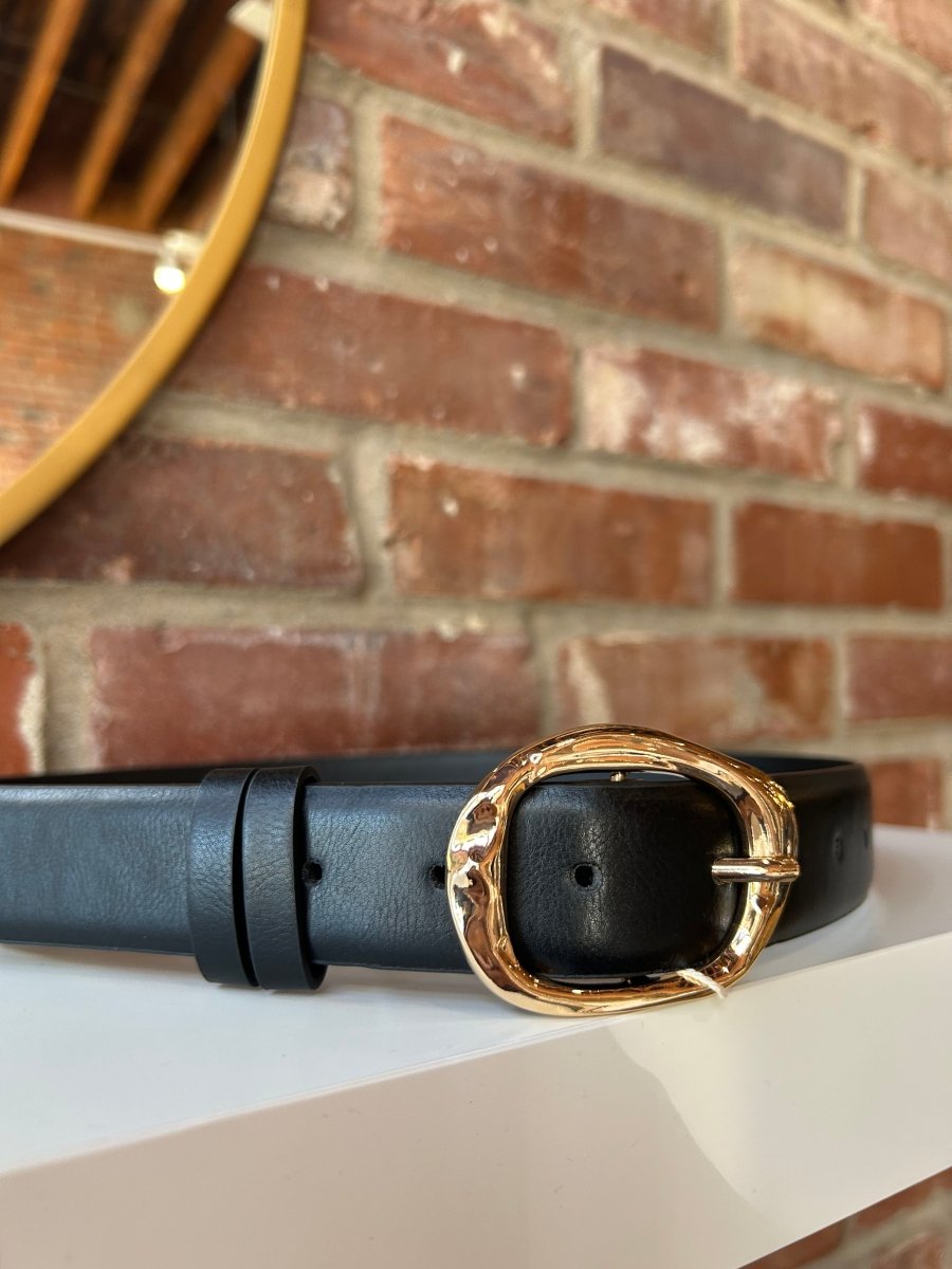 Rachel Black Belt with Gold Buckle - Gwenna The Label