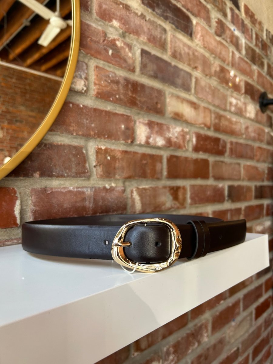 Rachel Black Belt with Gold Buckle - Gwenna The Label