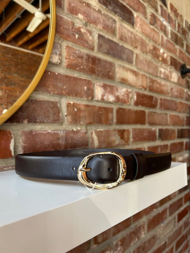 Rachel Black Belt with Gold Buckle - Gwenna The Label