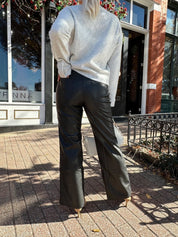 Raia Black Leather Wide Leg Pant - Gwenna The Label