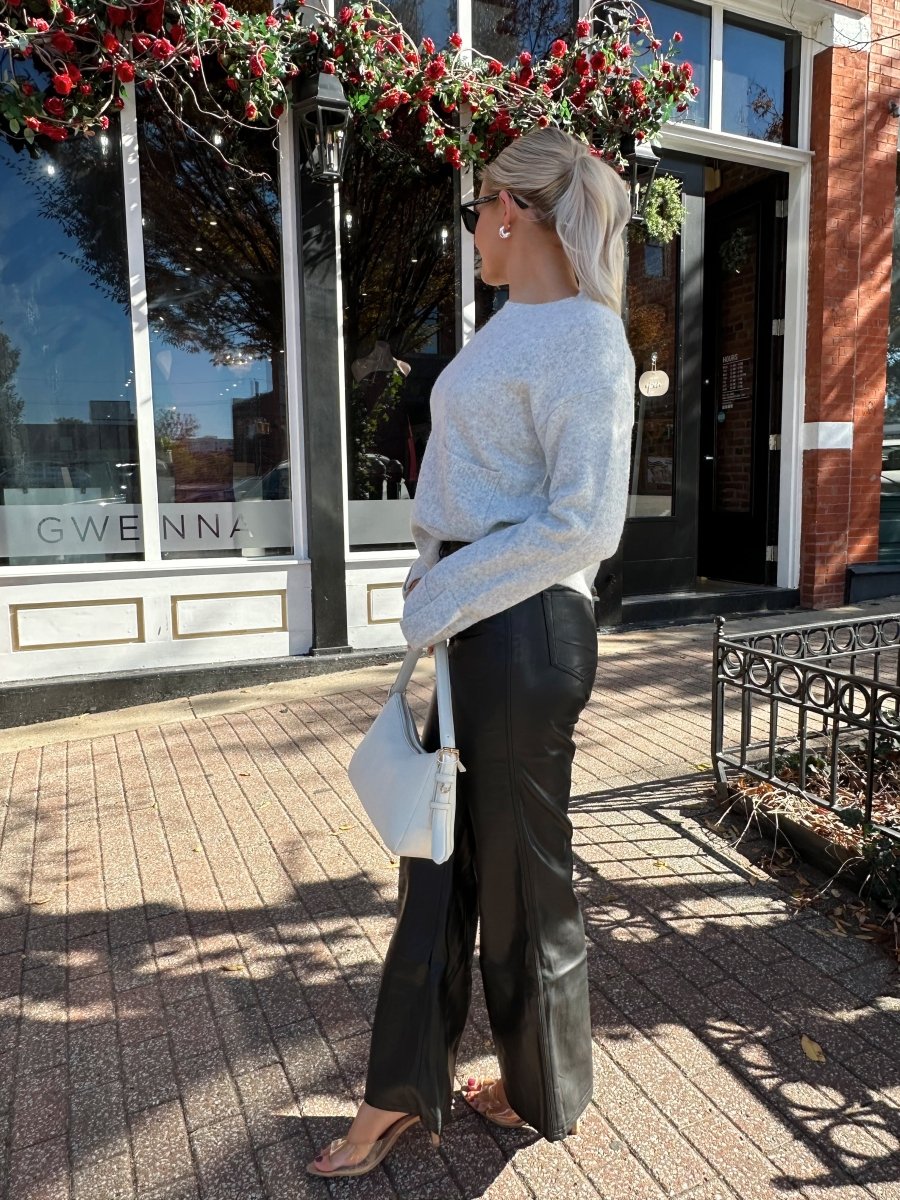 Raia Black Leather Wide Leg Pant - Gwenna The Label